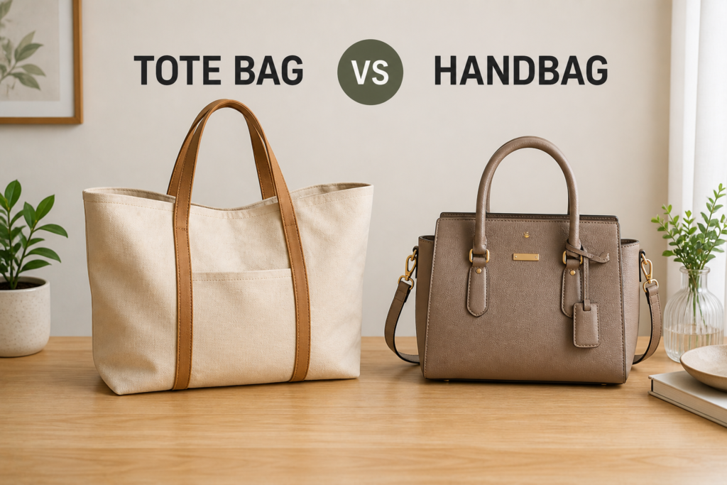tote bag vs handbag comparison showing size and design difference