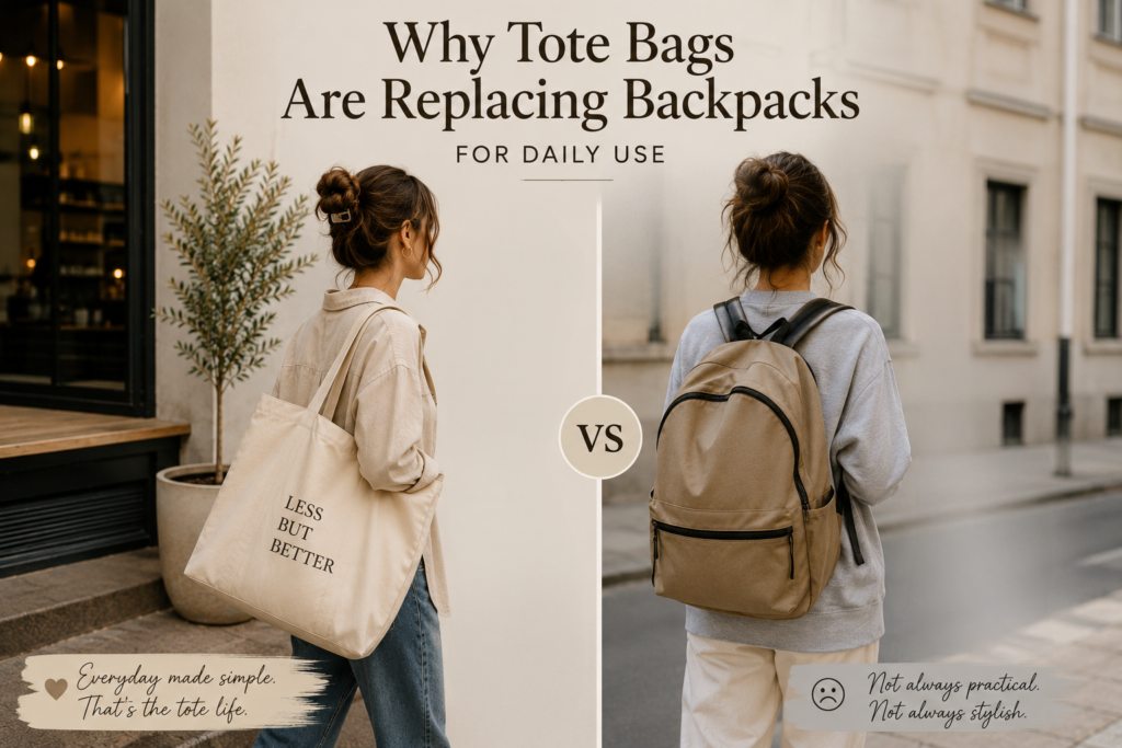 tote bags replacing backpacks modern lifestyle fashion